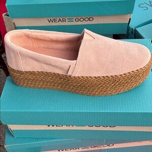 Toms Pink Platform Slip-Ons